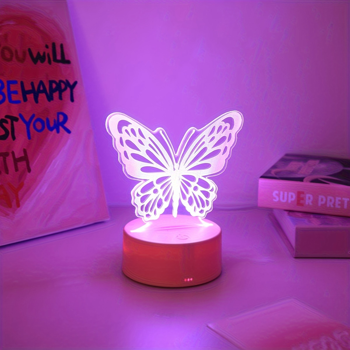 

1pc Led Lamp For Bedroom Decoration With 3d Butterfly Night Light, Perfect For Home And Desktop Decoration, Christmas Decoration, Fancy Lighting, And Birthday Gift
