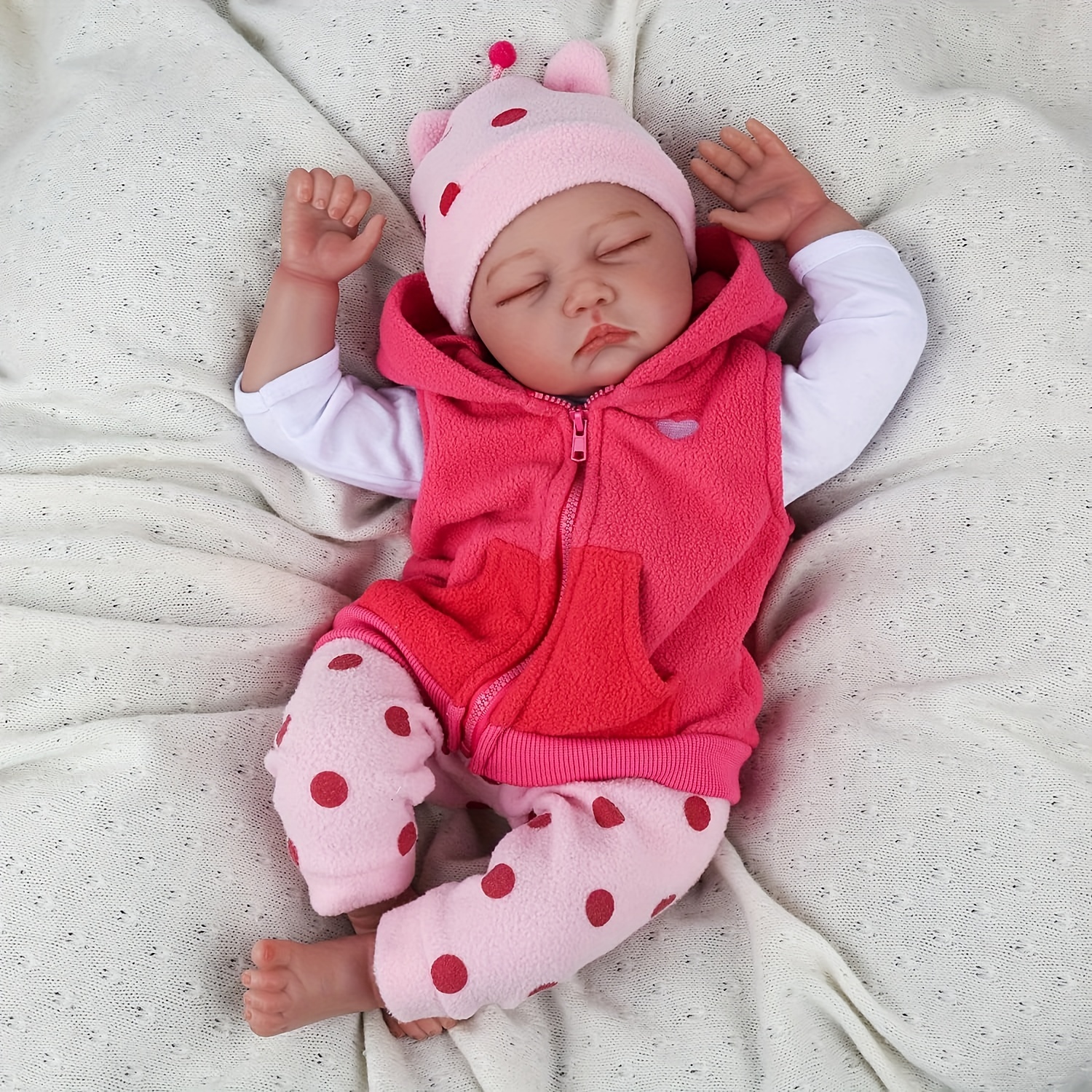 Boneca bebê reborn, 22 polegadas, rosa, menina, recém-nascido