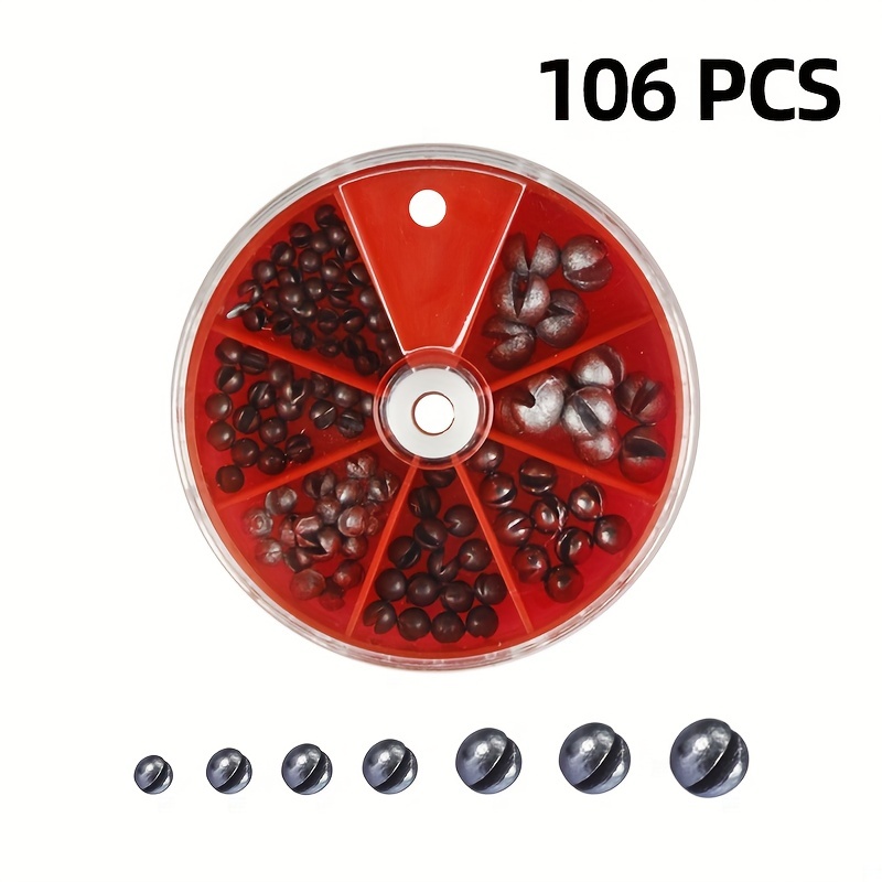 100pcs Round Split Shot Fishing Weights Assortment Set Removable Sinkers  Drop Fishing Tackle Accessories for Easy