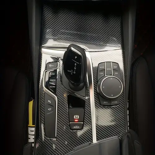 Real Carbon Fiber Auto Central Control Gear Shift Panel Decorative Cover  Sticker For BMW E46 Car Interior Modification Accessories