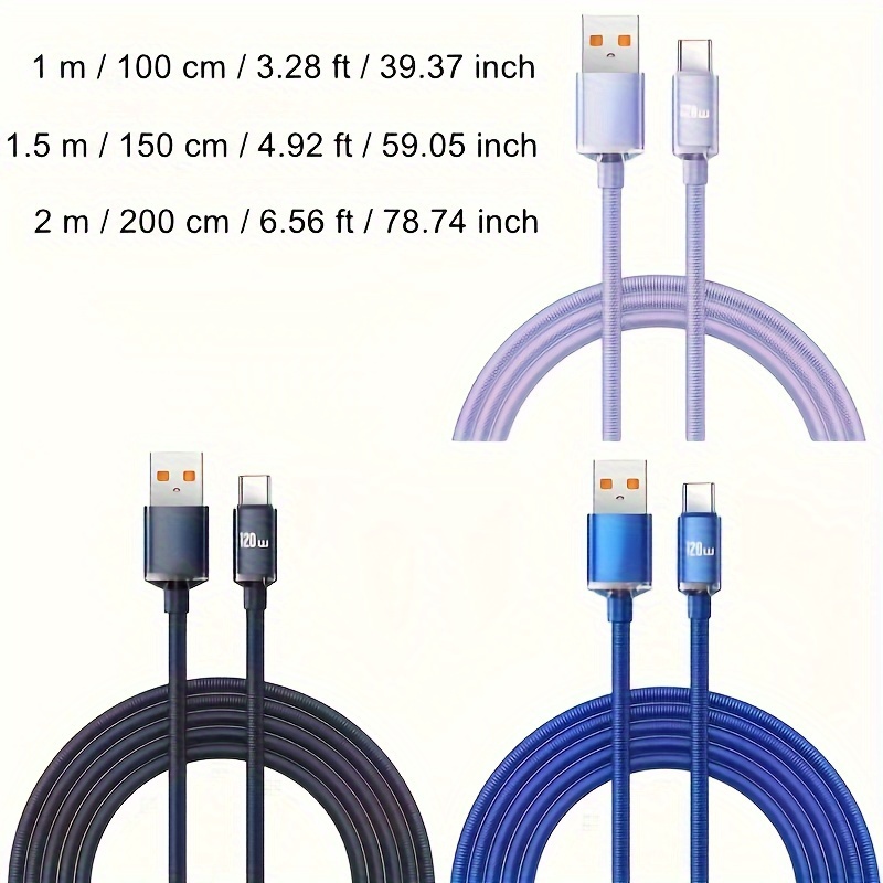 Câble De Chargeur USB Type-C 3 En 1 Ultra Rapide 120 W Pour IPhone Xiaomi  Redmi Oppo Vivo Et Autres Appareils À Pleine Vitesse ! - Temu Belgium