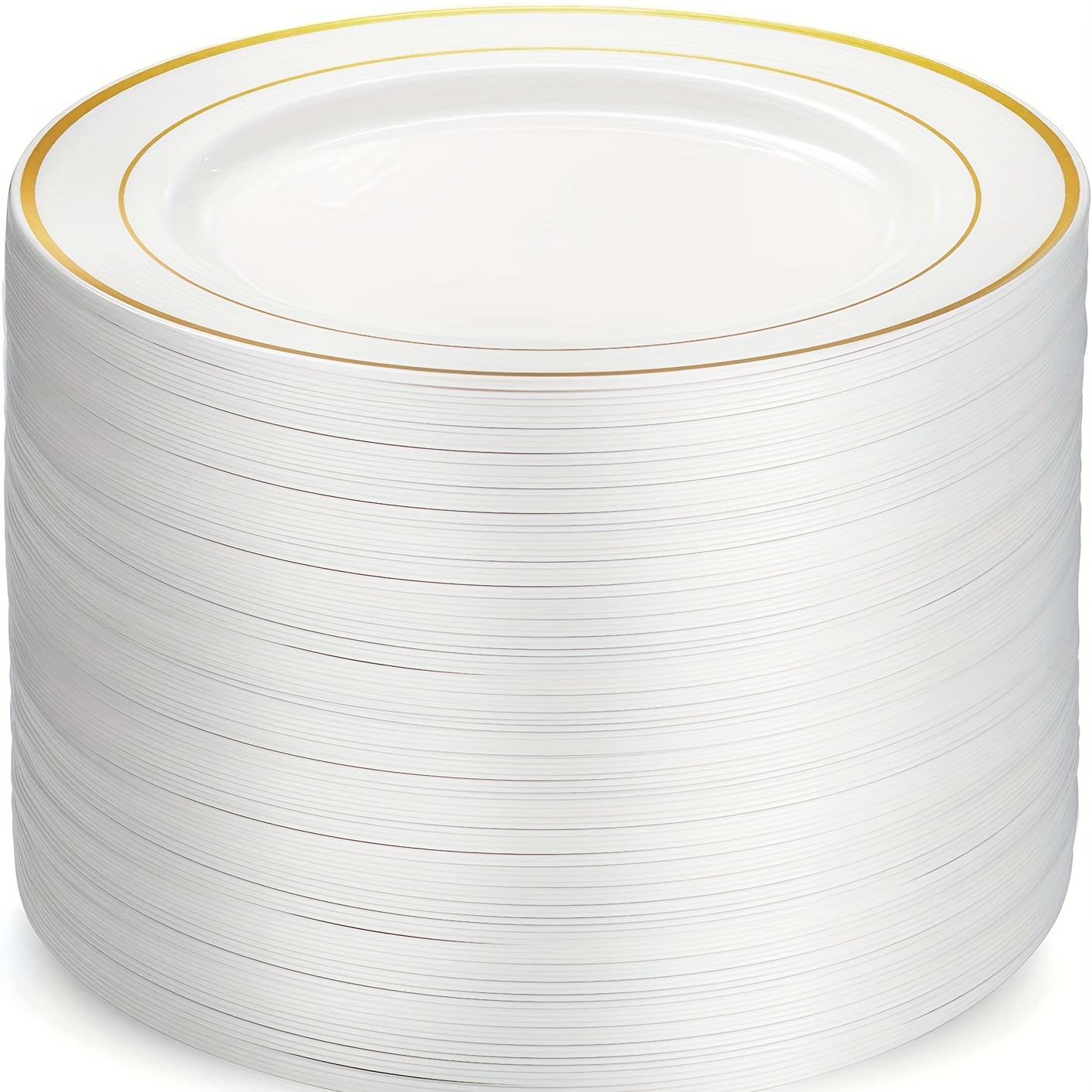 30pcs Fancy Wedding Plates with Golden Rim 19.05cm