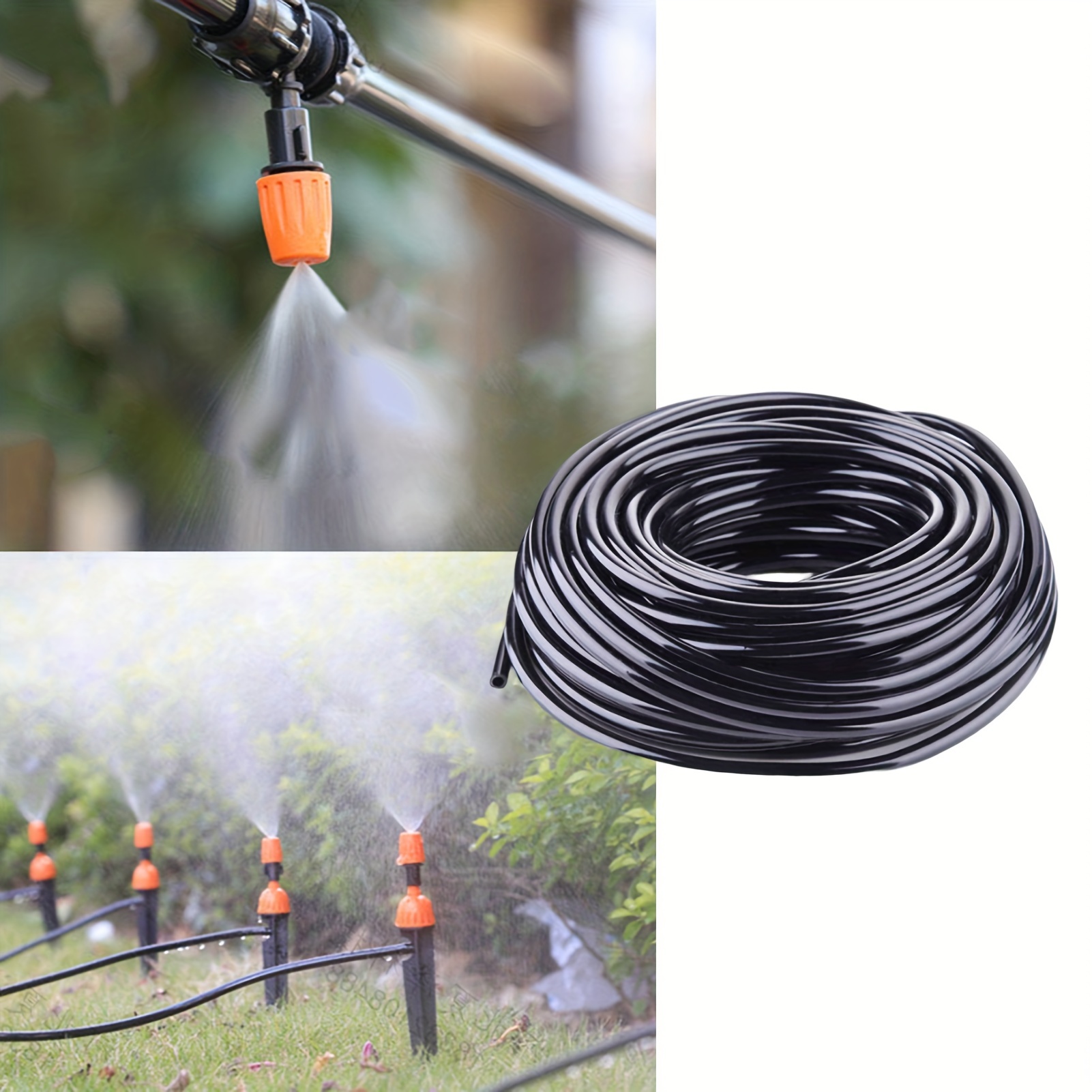Micro tubo de riego, línea de riego por goteo, manguera de riego de 30  metros, tubo de suministro negro I.D 4mm/O.D 6mm para sistema de riego de  jardín : : Jardín