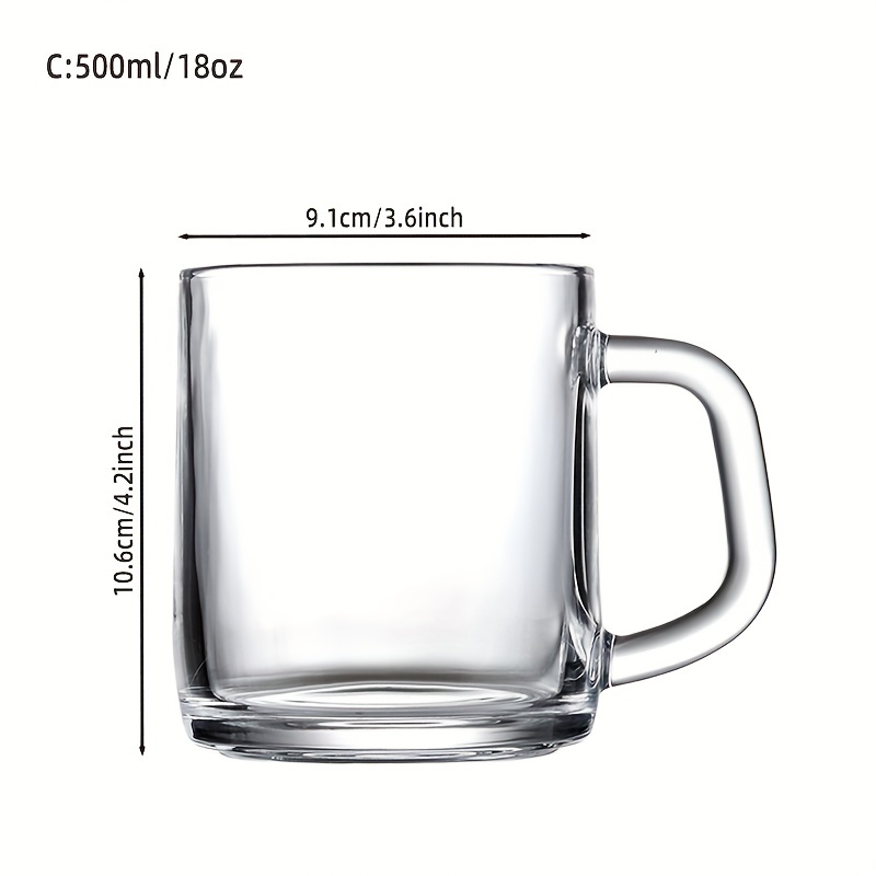 Glass Coffee Mugs with Handle Double Wall Crystal Tea Cups Tumbler for  Latte Milk Beer Juice Drinks Lead Free, Set of 2, Small