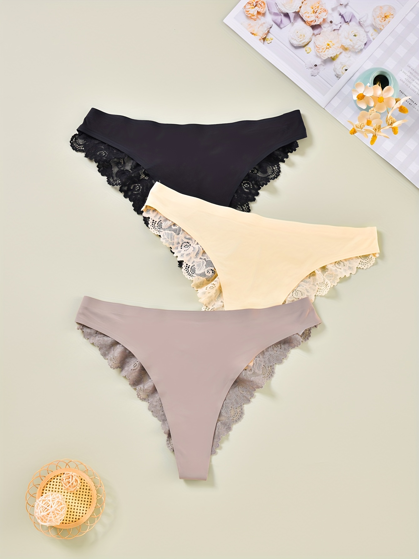 Plus Size Elegant Underwear Set Women's Plus Contrast Lace - Temu