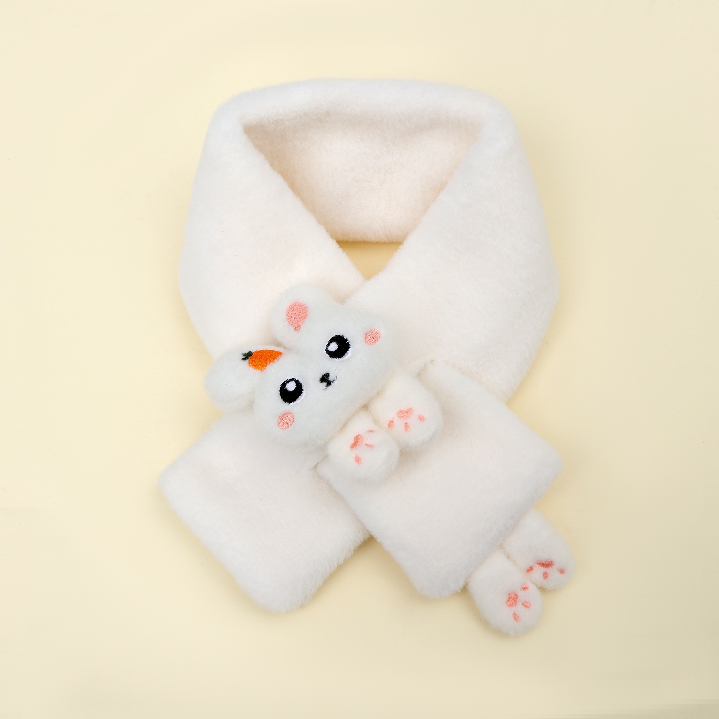 1pc Baby Plush Thermal Scarf With Plush Rabbit For Daily Use In Autumn Winter