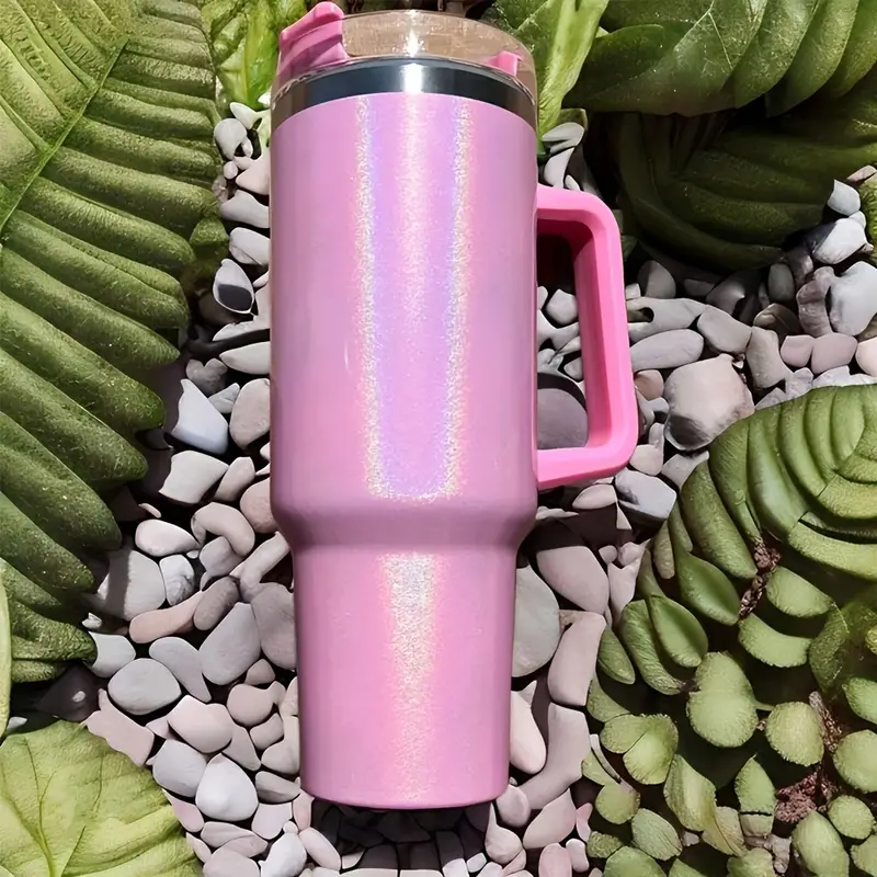 Sparkle On The Go: Stainless Steel Insulated Tumbler With Handle, Straw  Lid, And Car Cup - Perfect For Travel, Work, And Outdoor Activities - Temu