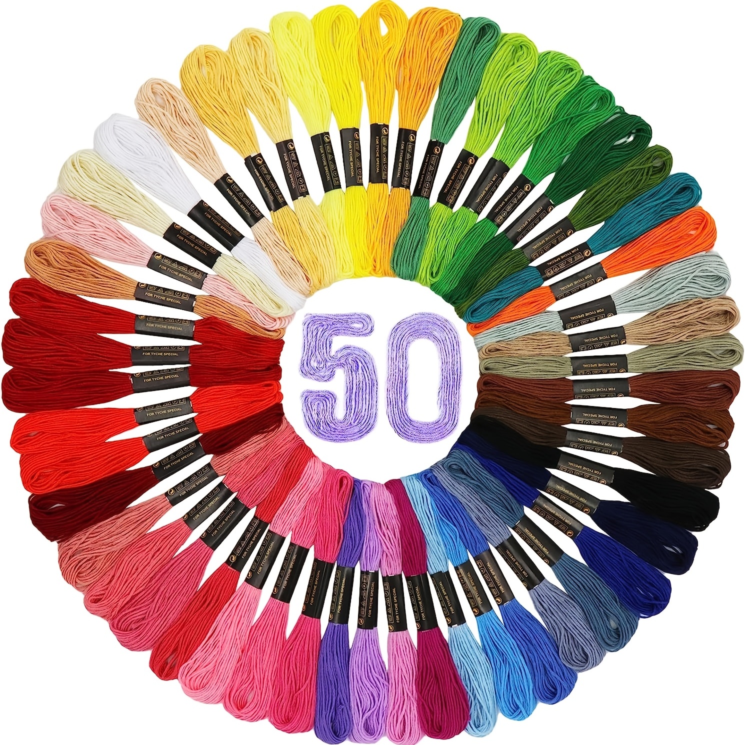

50pcs Friendship Bracelet String 50 Skeins Rainbow Color Embroidery Floss Cross Stitch Embroidery Thread Cotton Friendship Bracelet Thread Floss Bracelet Yarn, Craft Floss