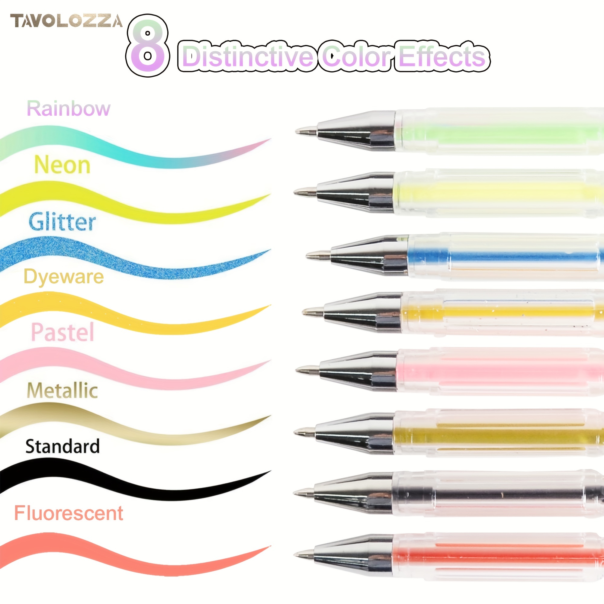 Glitter Colors Gel Pens Set, Refill Gel Pen Pastel Neon