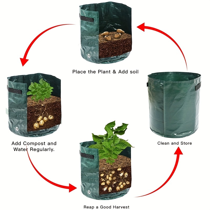 7/10 Gallons PE Potato Grow Bags Garden Planting Bag with Window