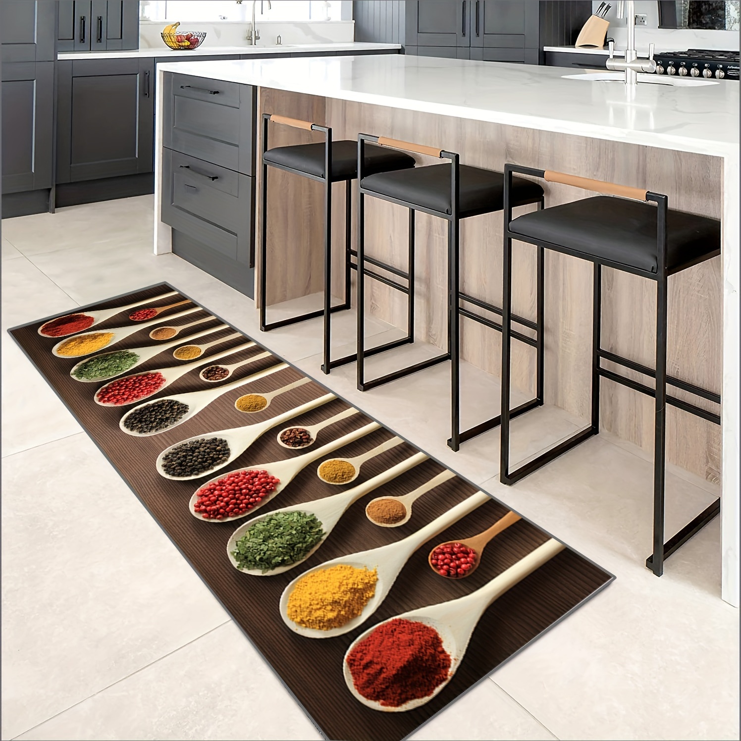 Pauwer 2pcs Anti Fatigue Kitchen Rug Set Non Slip Cushioned