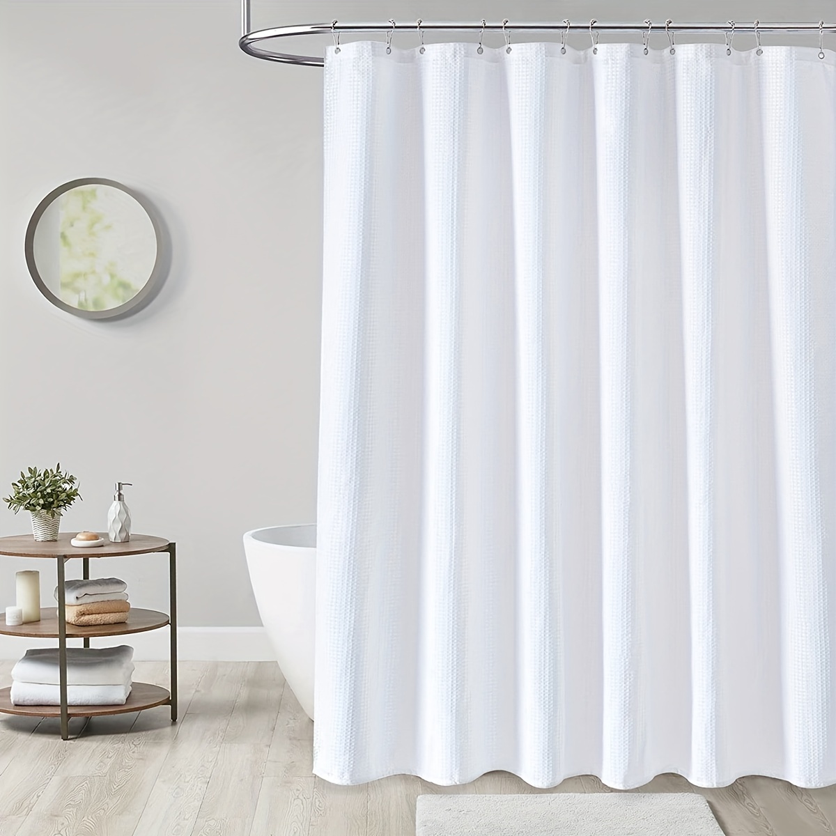 Shower Curtain with Snap-in Liner, Heavy Duty Waterproof Metal