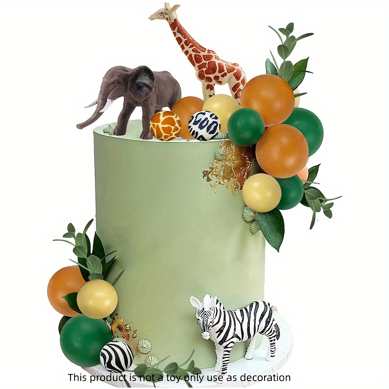 

3pcs, Realistic Safari Jungle Animal Cake Topper With Fors Wild Themed Birthday Oh Birthday Party Supplies