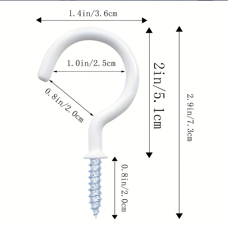 20 Pack Ceiling Hooks, 2 Inch Vinyl Coated Screw-in Hooks For Hanging  Plants & Flower Baskets, Multi-function Wall Hooks, White