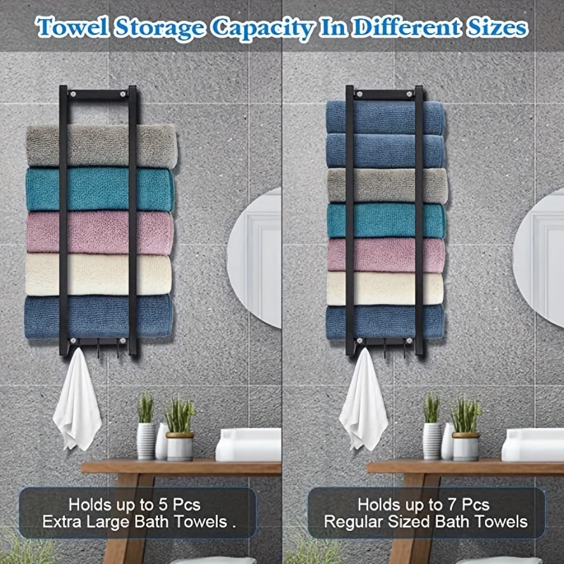 Wall Towel Rack For Rolling Towels, New Upgraded 2 Pole Towel Rack For  Bathroom Wall Mount, Bathroom Towel Storage, Metal Bath Towel Rack For  Folding Large Towels Towels, Black - Temu