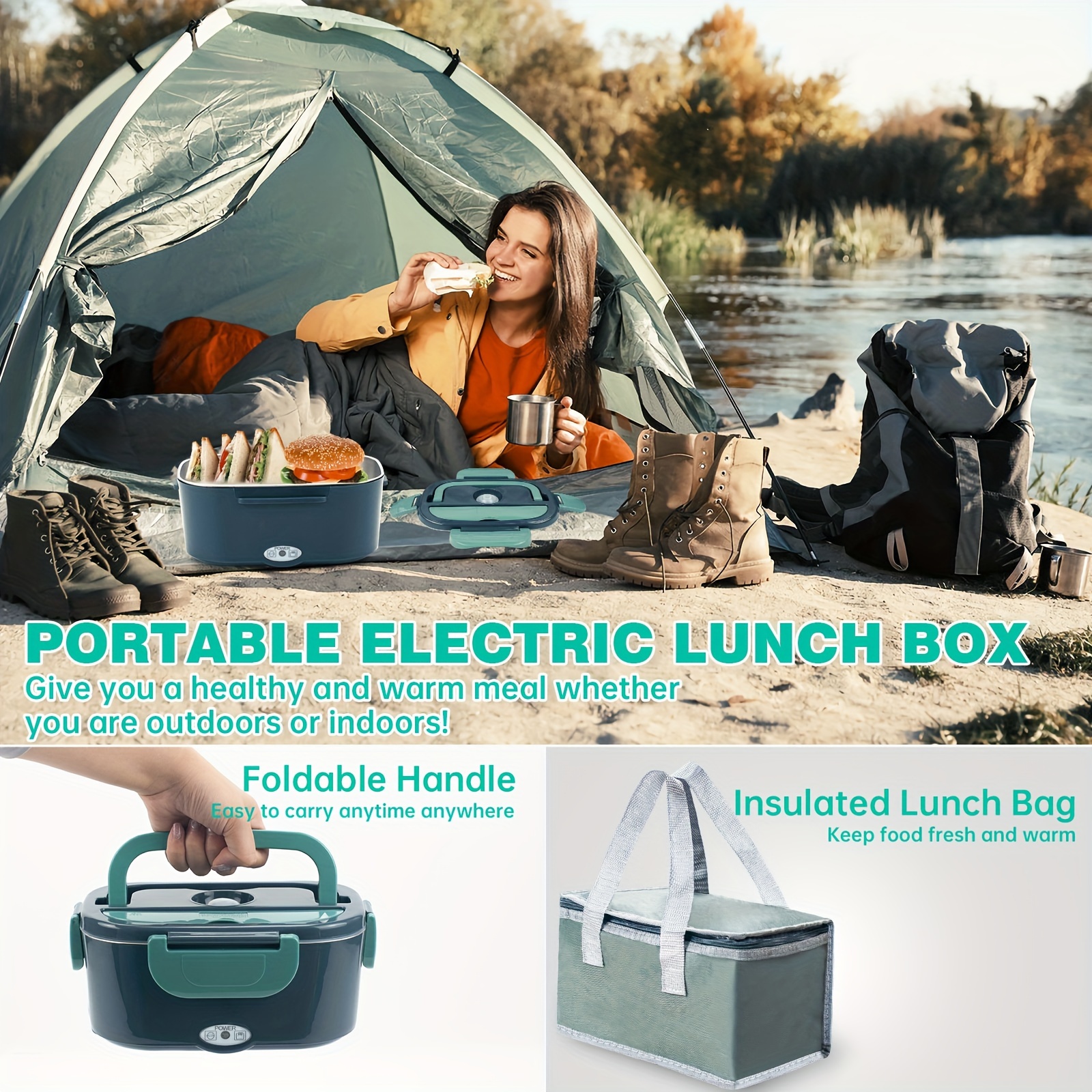 Us Plug Electric Lunch Box, Food Heater With 2 Compartments, Leak Proof  Portable Food Warmer Lunch Box For Adults Car Truck Work, 12v&110v Self  Heating Lunch Box With Removable Container With Insulation