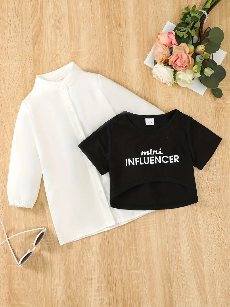 Toddler Girls Dress Mini Influencer Print Pullover Shirt - Temu