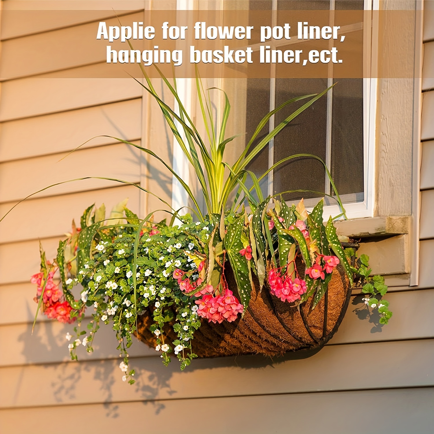 Coconut Shell Planter with Floral Motif, 'Hanging Lotus