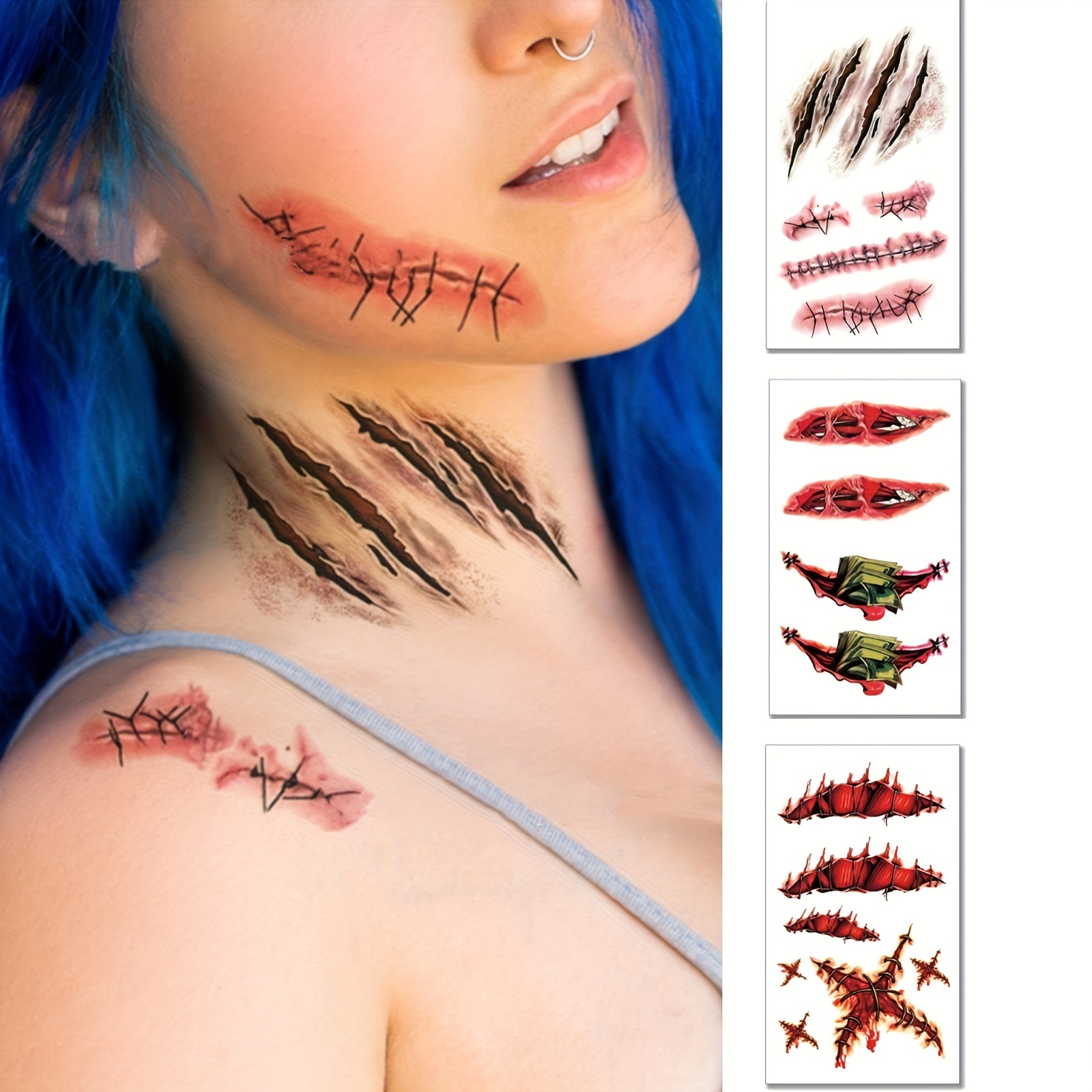 2023 New Halloween Temporary Tattoos Cute Face Tattoos - Temu Canada