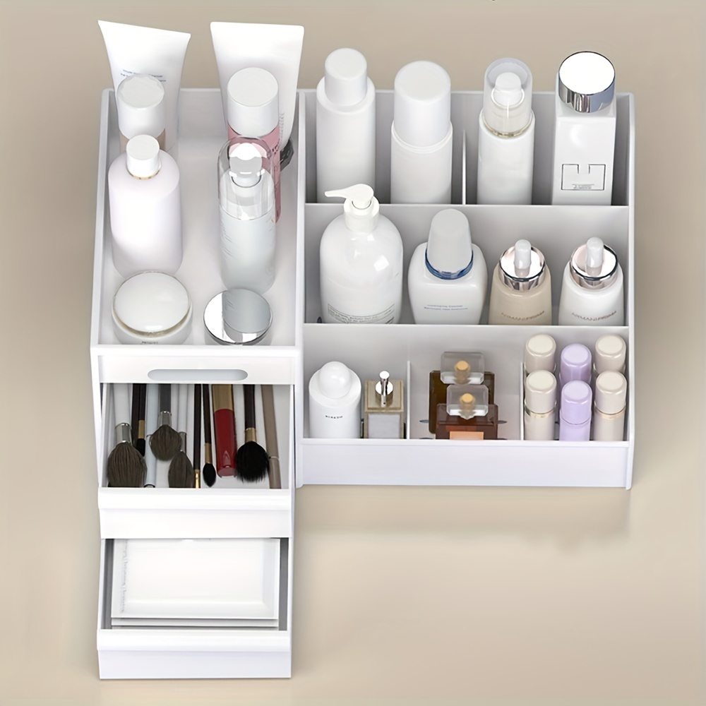 SUNFICON Makeup Tray Holder Organizer Cosmetic Display Case Tabletop  Desktop Vanity Countertop Bathroom Wall Cabinet Medicine Storage Box 9  Dividers 2