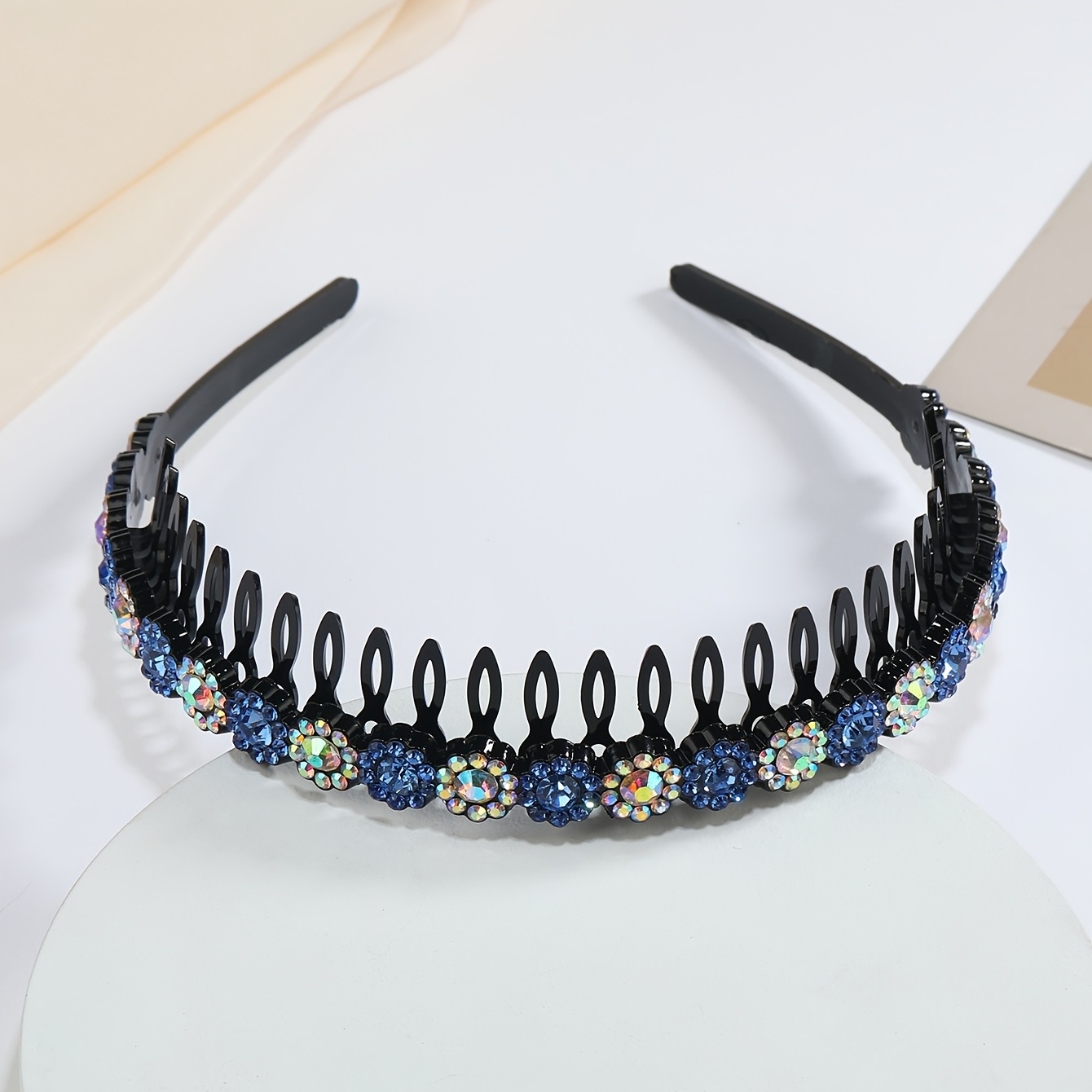 Teeth Comb Headband Crystal Beaded Hairband Non-Slip Headband