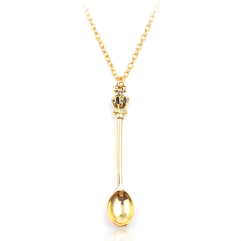 Creative Crown Mini Tea Spoon Pendant Necklace