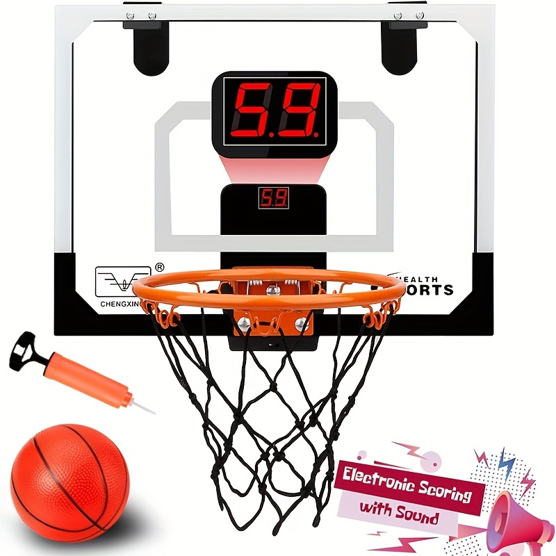 Over The Door Basketball Hoop with Electronic Scoreboard Indoor Basketball Hoop for Kids and Adults Bedroom Basketball Hoop Office Mini Hoop