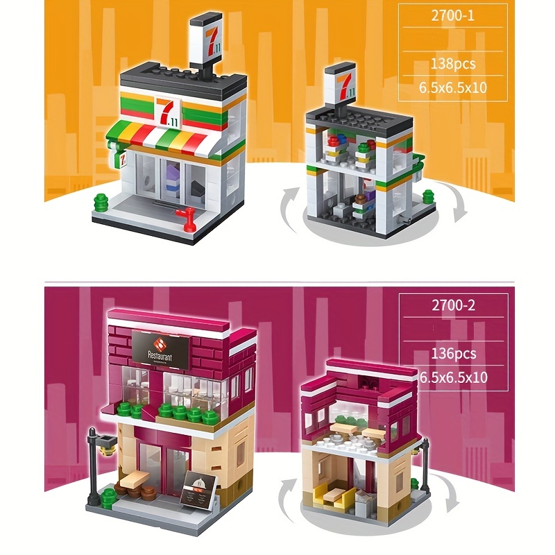 Mini city street view building online blocks