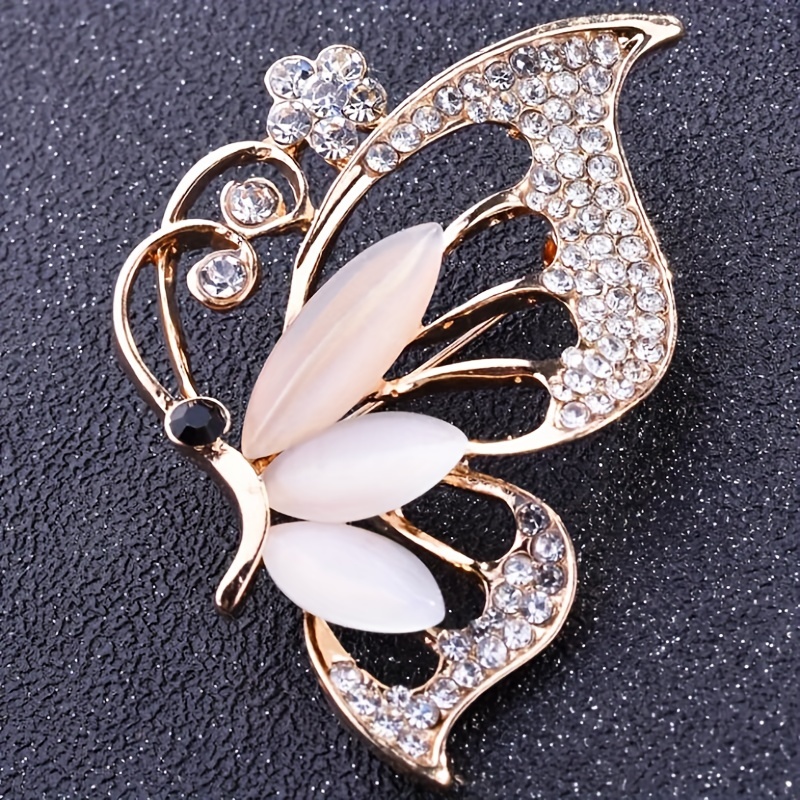 Crystal Brooch Multi-colour Magpie Bird Woman's Pearl Gold Tone Brooch Pin  