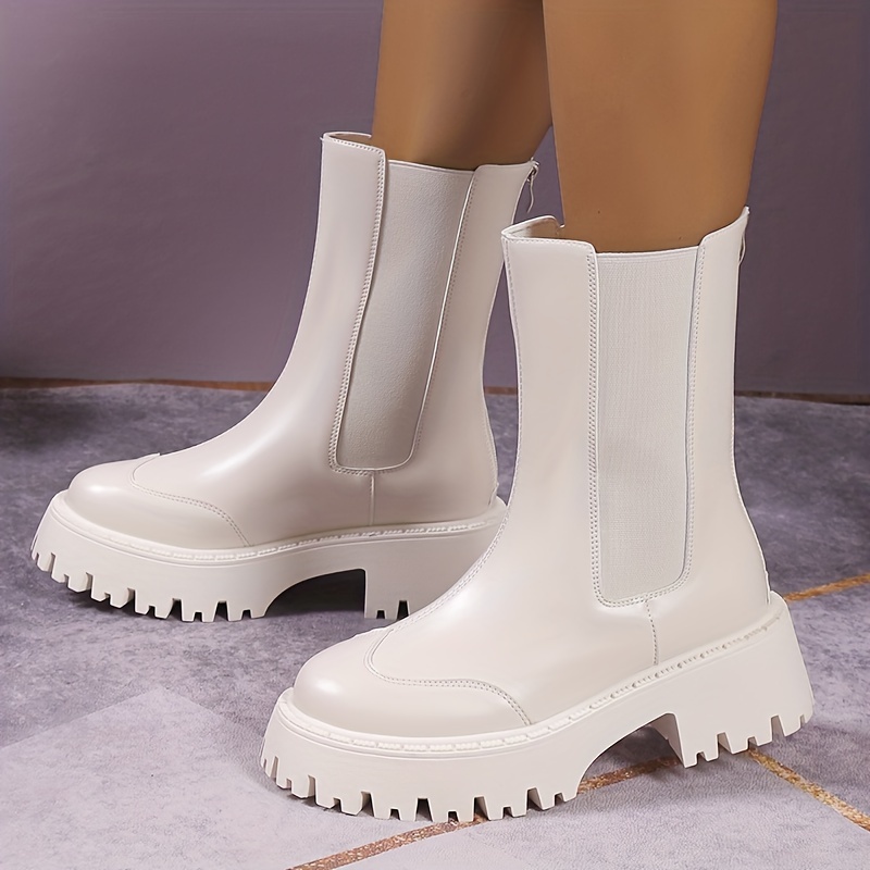 Botas Plataforma Color Sólido Mujer Zapatos Antideslizantes - Temu