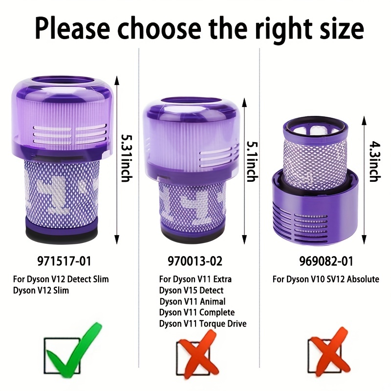  2 PACK Filter Replacement for Dyson V12 Detect Slim Cordless  Vacuum and V12 Slim Vacuums, Compare to Part 971517-01（NOT for SV12 & V15  Vacuum） : Home & Kitchen