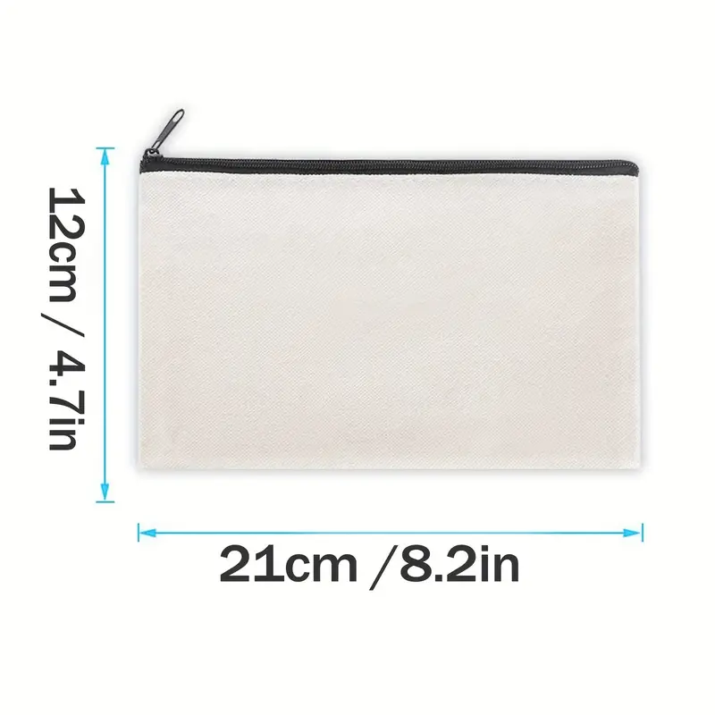 10pcs Blank Canvas Zipper Pouch Bulk, Makeup Bag Pencil Case For