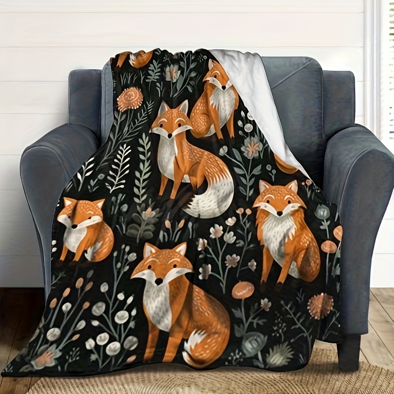 Fox print throw online blanket