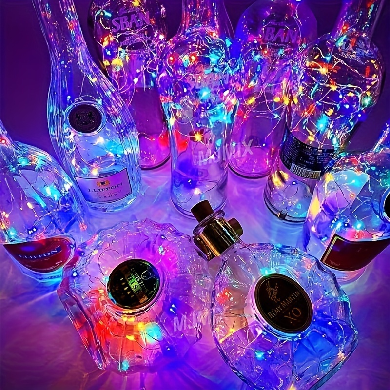 1pc 20 LED Wine Bottle Lights String Light; Mini LED 6.6ft Silver Wire Cork  Lights Battery Operated Fairy Mini String Lights For Liquor Bottles Crafts