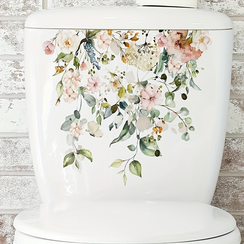Tropical Green Plant Leaf Flower Toilet Sticker Home Decoration