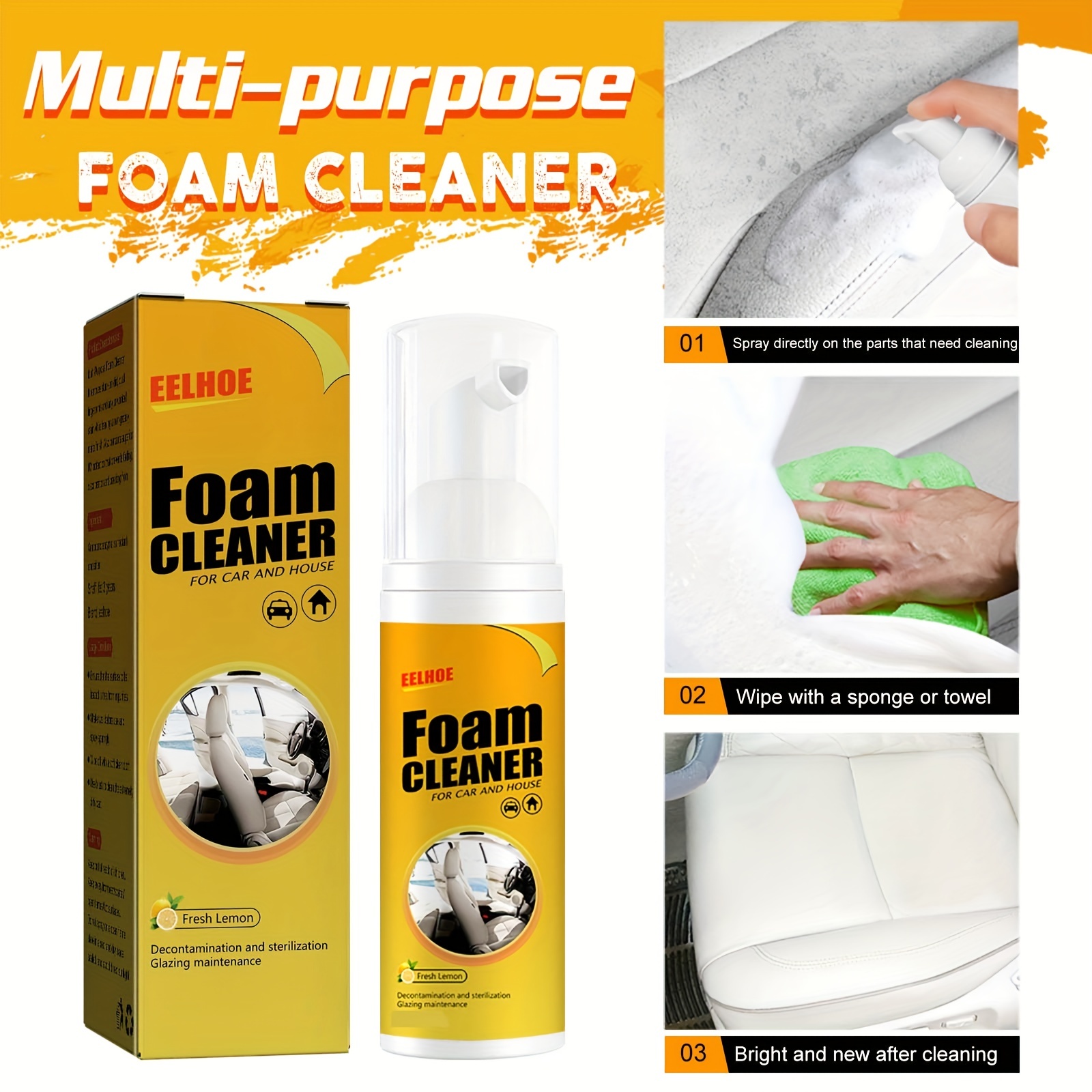 Powerful Stain Removing Foam Cleaner Car Interior Strong Cleaning Spray  Decontamination Ceiling Leather Seat Cleaner - Buy Powerful Stain Removing  Foam Cleaner Car Interior Strong Cleaning Spray Decontamination Ceiling Leather  Seat Cleaner