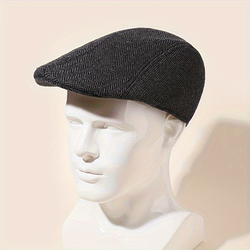 1pc Men's British Vintage Newsboy Hat For Spring And Autumn, Warm Wool  Knitted Beret Hat