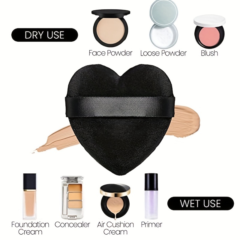 Heart Shape Makeup Powder Puff For Loose Powder Mineral - Temu