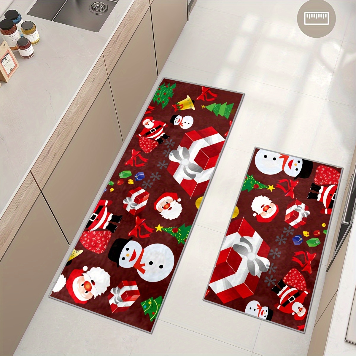 Christmas Kitchen Rugs And Mats, Non Skid Washable Absorbent