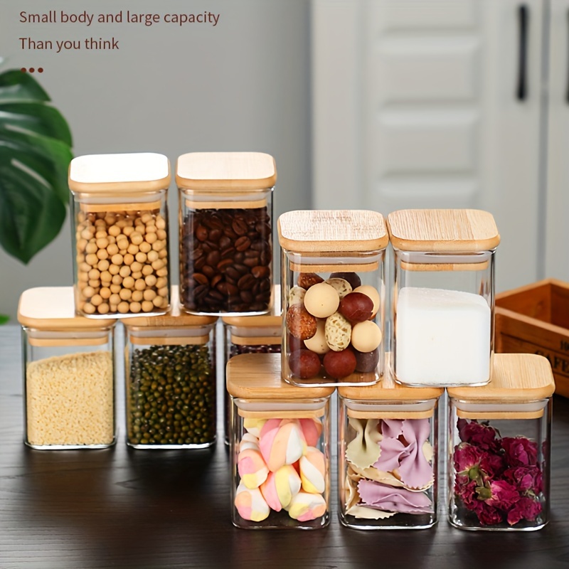 Kitchen Storage Square Sealed Glass Jar With Lid, Multifunctional