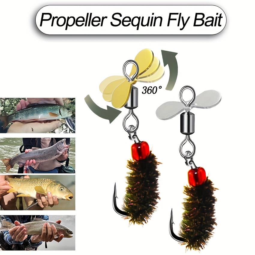 5pcs Artificial Hard Fly Bait Hooks, Bionic Mosquito Sequin Spinner Bait,  Fishing Gear Accessories
