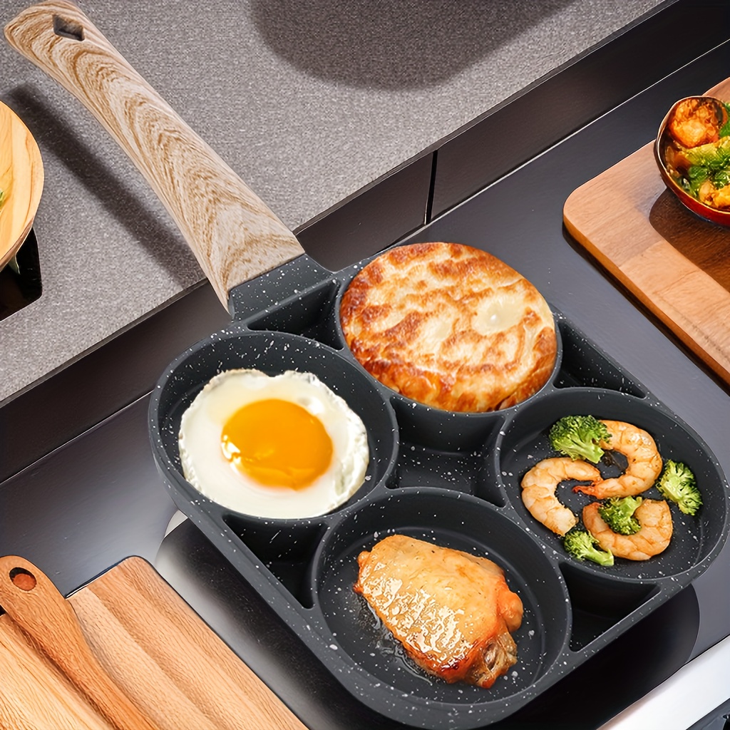 1pc Egg & Hamburger Frying Pan, Non-Stick Egg Pancake Maker With Wooden  Handle For Induction Cooker And Gas Stove - Perfect For Eggs, Burgers, And  Mor