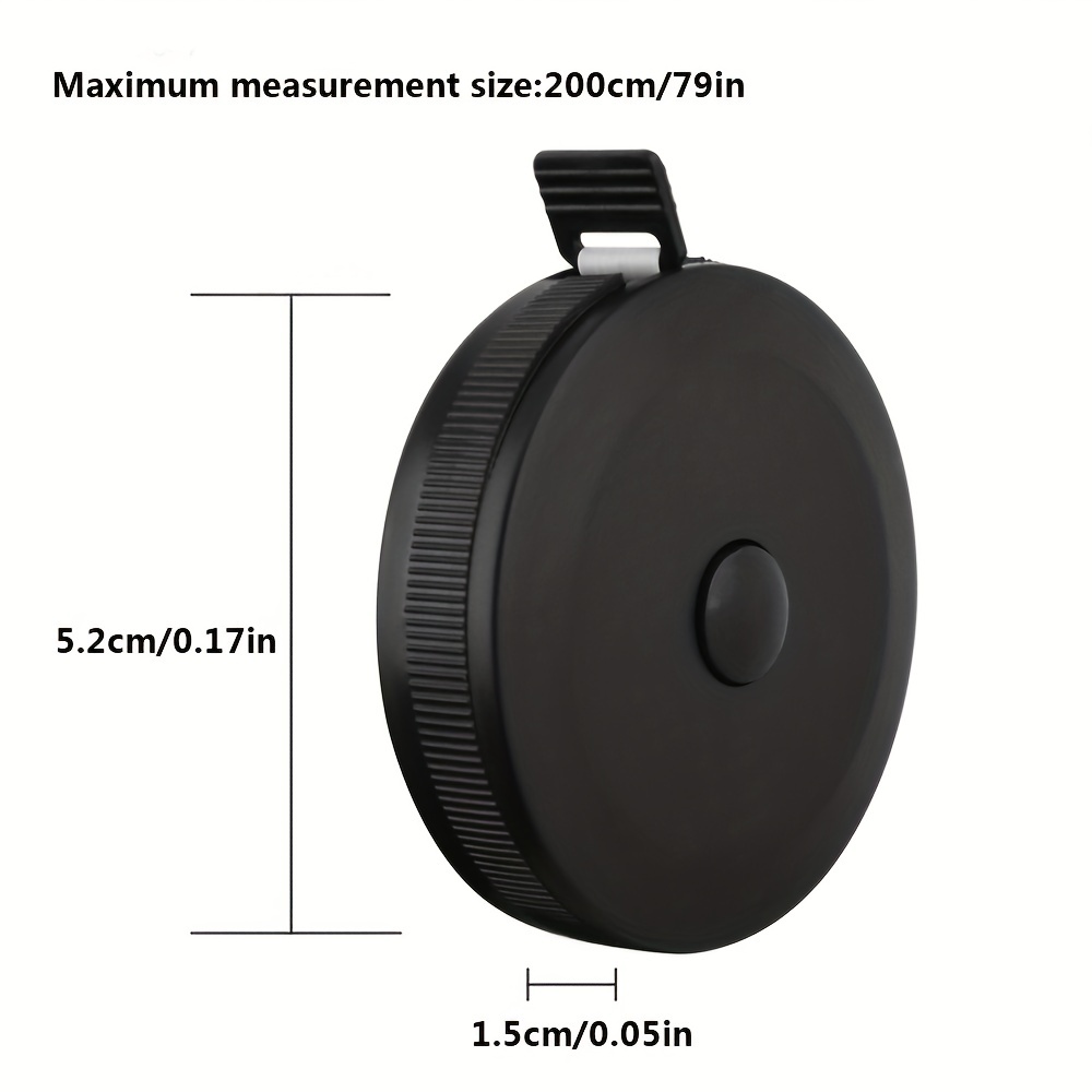 2 Meters Metric Inch Black Plastic Small Tape Measure Mini - Temu