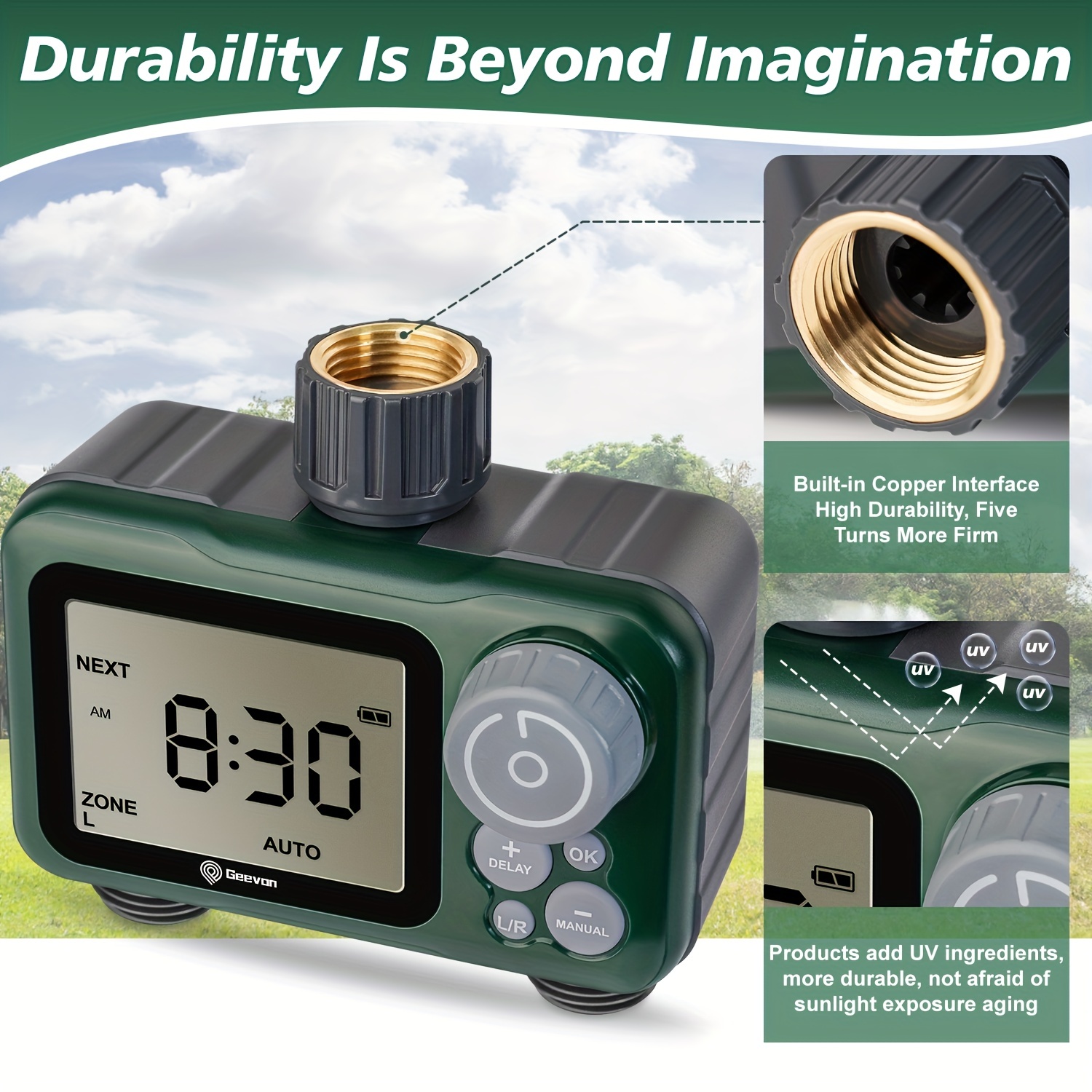 Digital Water Timer 2 Outlet, Rain Delay Watering, Sprinkler Timer, IP54  Waterproof Programmable Garden Hose Timers with Large LCD Display for  Garden