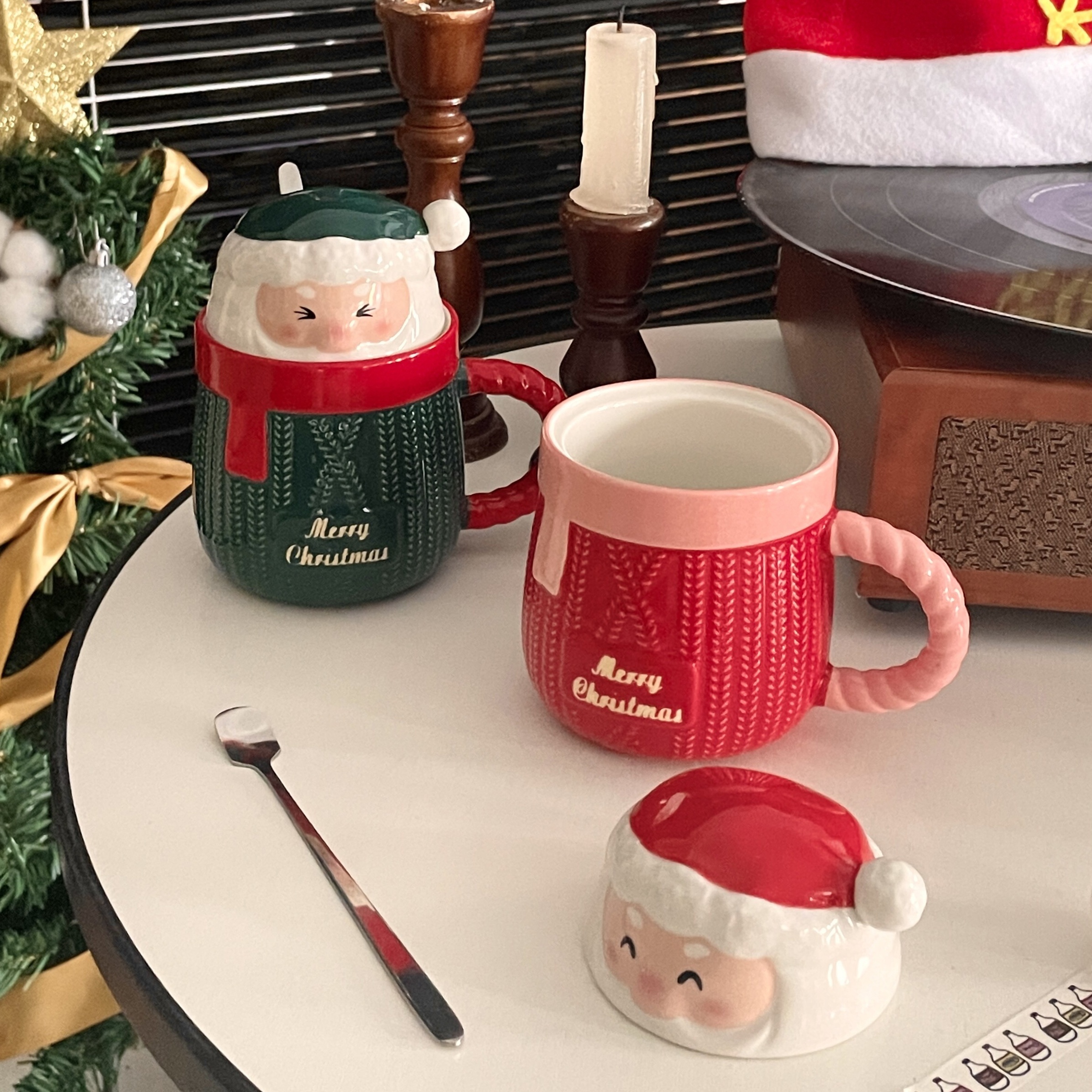 1pc Tazza Caffè Babbo Natale Coperchio E Cucchiaio Tazze - Temu Italy