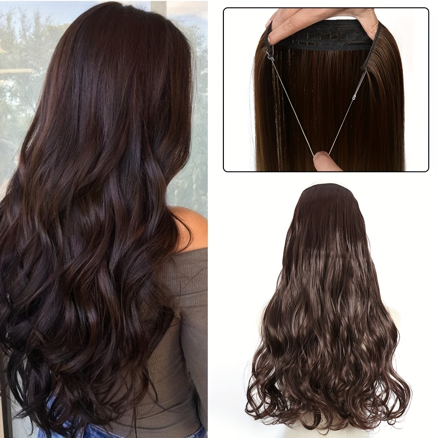 Long Wavy Hair Extensions Invisible Wire Hairpiece