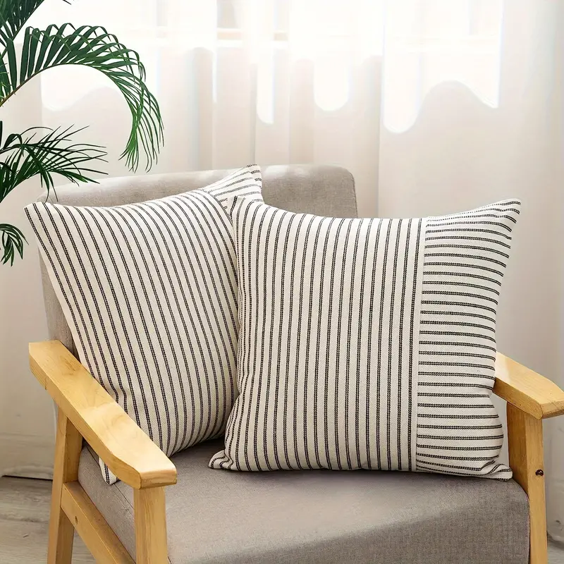 Farmhouse Throw Pillow Covers 18x18, Modern Accent Square Pillow Case,  Decor Indoor/outdoor Pillow Accent, Striped Patchwork Linen Decorative  Pillows Cushion Covers For Couch Chair Bedroom - Temu