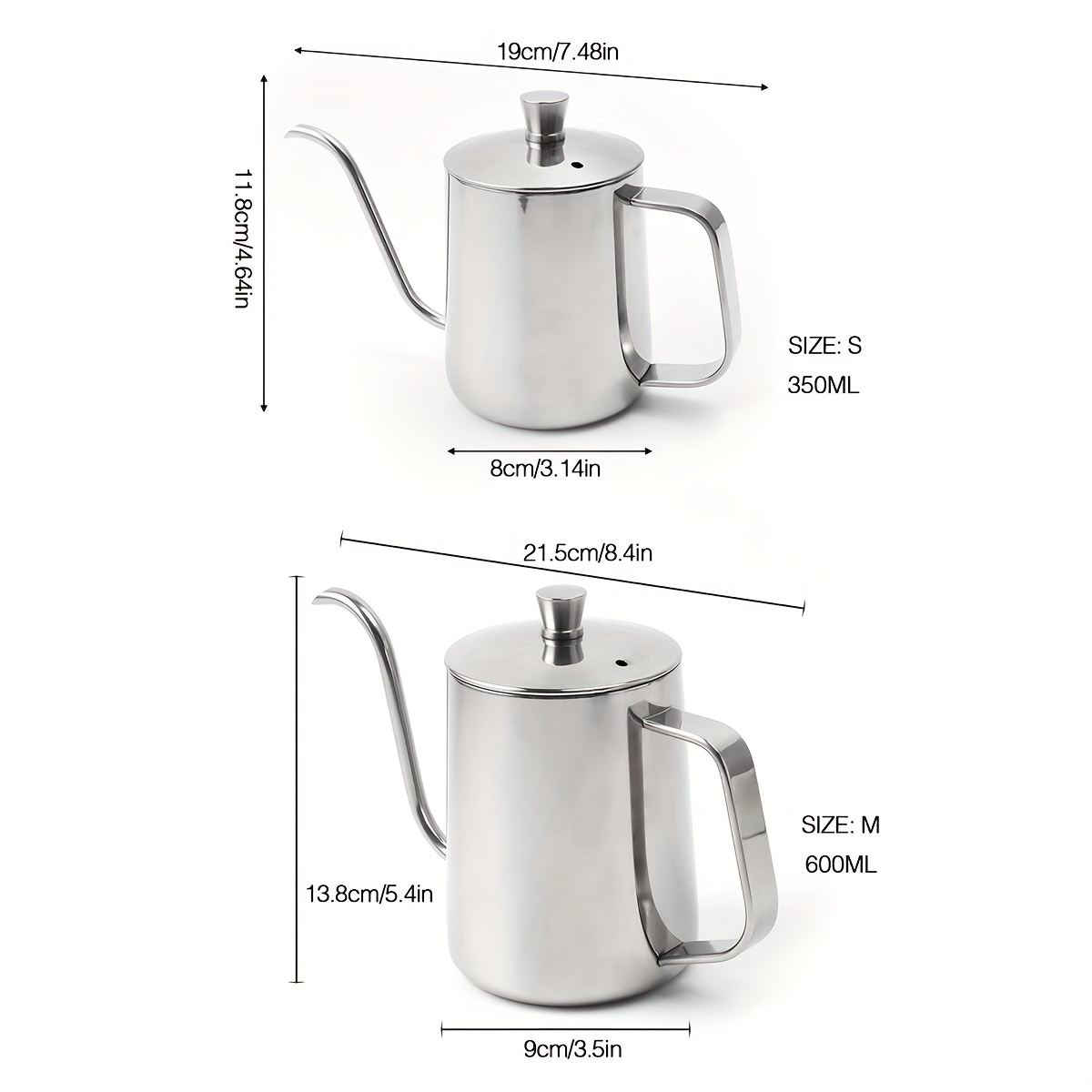 Stainless Steel Hand Brew Coffee Kettle, Coffee Pot Fine Mouth Pot