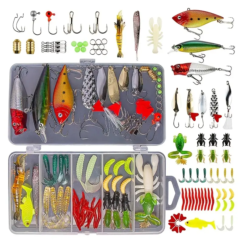 94Pcs Fishing Lures Kit Set For Bass, Trout, Salmon,, 43% OFF