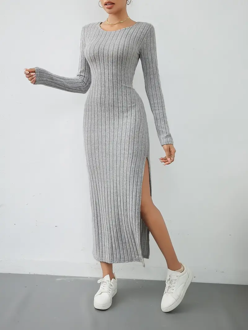 thigh length bodycon dress 251P4049 Asymmetrical Bodycon Thigh-High Side Slit Prom Dress